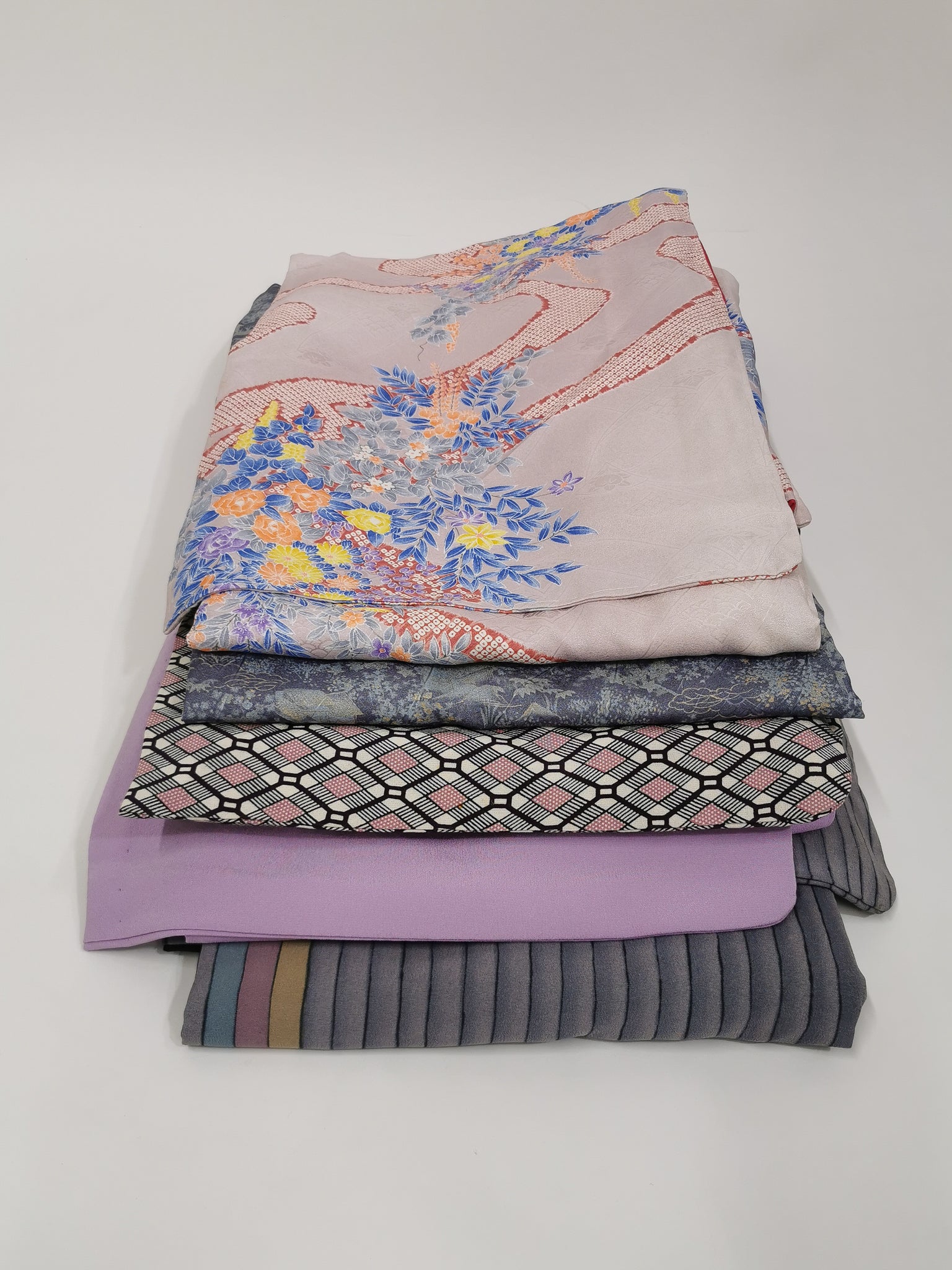 Washable Kimono Set – Vintage Women’s Kimono 5 pcs / 洗える着物 女性用ヴィンテージ着物5枚セット◆twk714