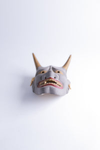 般若 ミニお面 陶器 鬼面 鬼神 能楽 開運 魔除け 招福 縁起物  インテリア◆tko509