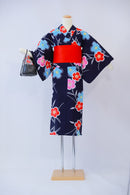 Set Purchase: Yukata + Obi + Basket Bag for Petite Women and Girls - Reuse ◆twy557