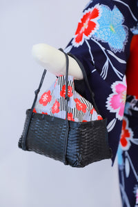 Set Purchase: Yukata + Obi + Basket Bag for Petite Women and Girls - Reuse ◆twy557