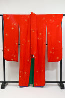 Elegant Red Kimono with Gold Sakura Pattern｜赤 × 金 桜模様の上品な振袖◆twff715