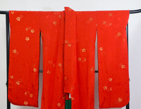 Elegant Red Kimono with Gold Sakura Pattern｜赤 × 金 桜模様の上品な振袖◆twff715