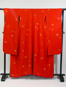 Elegant Red Kimono with Gold Sakura Pattern｜赤 × 金 桜模様の上品な振袖◆twff715