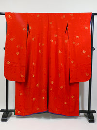 Elegant Red Kimono with Gold Sakura Pattern｜赤 × 金 桜模様の上品な振袖◆twff715