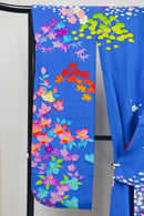 Vibrant Blue Hikifurisode Kimono – Colorful Flowers & Birds / 青地 極彩色 花鳥文 引き振袖◆twff716