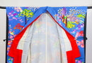 Vibrant Blue Hikifurisode Kimono – Colorful Flowers & Birds / 青地 極彩色 花鳥文 引き振袖◆twff716