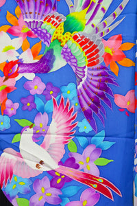 Vibrant Blue Hikifurisode Kimono – Colorful Flowers & Birds / 青地 極彩色 花鳥文 引き振袖◆twff716