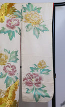 Bridal Uchikake – Gold Cranes & Peony Pattern / 白打掛 金鶴×牡丹  Traditional Japanese Wedding Kimono / 花嫁衣裳 打掛◆twu717
