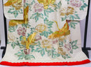 Bridal Uchikake – Gold Cranes & Peony Pattern / 白打掛 金鶴×牡丹  Traditional Japanese Wedding Kimono / 花嫁衣裳 打掛◆twu717