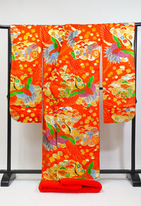 Bridal Uchikake – Gold Cranes & Peony Pattern / 白打掛 金鶴×牡丹  Traditional Japanese Wedding Kimono / 花嫁衣裳 打掛◆twu718