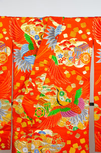 Bridal Uchikake – Gold Cranes & Peony Pattern / 白打掛 金鶴×牡丹  Traditional Japanese Wedding Kimono / 花嫁衣裳 打掛◆twu718