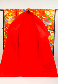 Bridal Uchikake – Gold Cranes & Peony Pattern / 白打掛 金鶴×牡丹  Traditional Japanese Wedding Kimono / 花嫁衣裳 打掛◆twu718