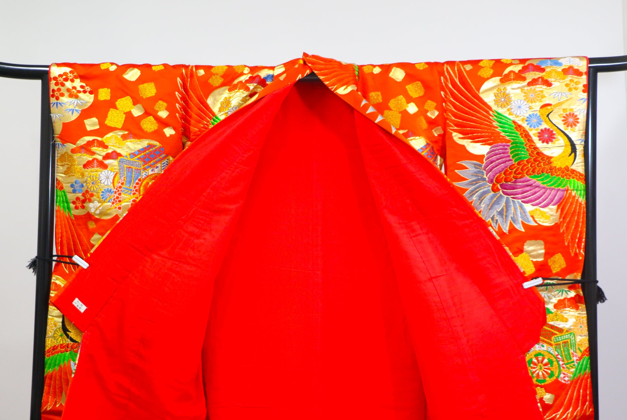 Bridal Uchikake – Gold Cranes & Peony Pattern / 白打掛 金鶴×牡丹  Traditional Japanese Wedding Kimono / 花嫁衣裳 打掛◆twu718