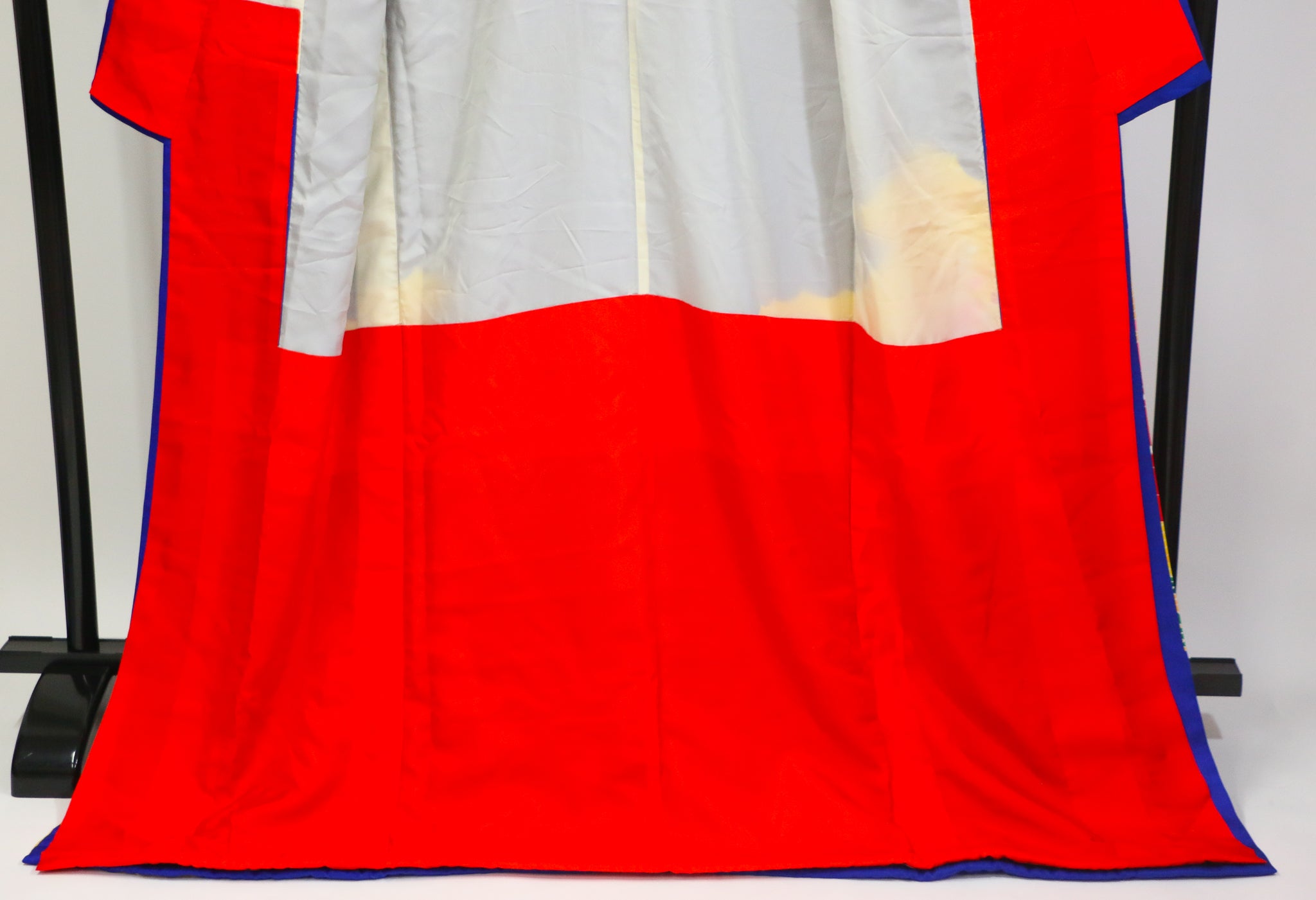 Vibrant Floral Furisode Kimono – Blue × Yellow × Red◆twf719