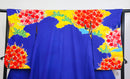 Vibrant Floral Furisode Kimono – Blue × Yellow × Red◆twf719