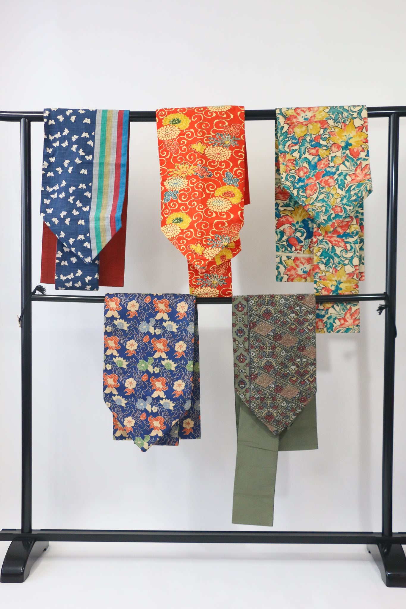 Vintage Nagoya Obi 5本セット – Bold Floral & Retro Japanese 帯 Collection◆ton721