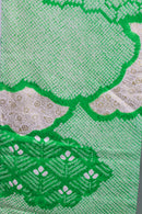 Vintage Green Furisode Kimono 緑×絞り風・金彩入り振袖◆twf724