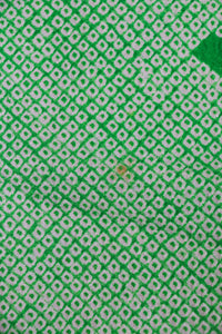 Vintage Green Furisode Kimono 緑×絞り風・金彩入り振袖◆twf724