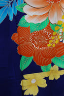 Vintage Furisode Kimono – 深藍 × 華やか花柄 – Vibrant Floral Pattern◆twf725