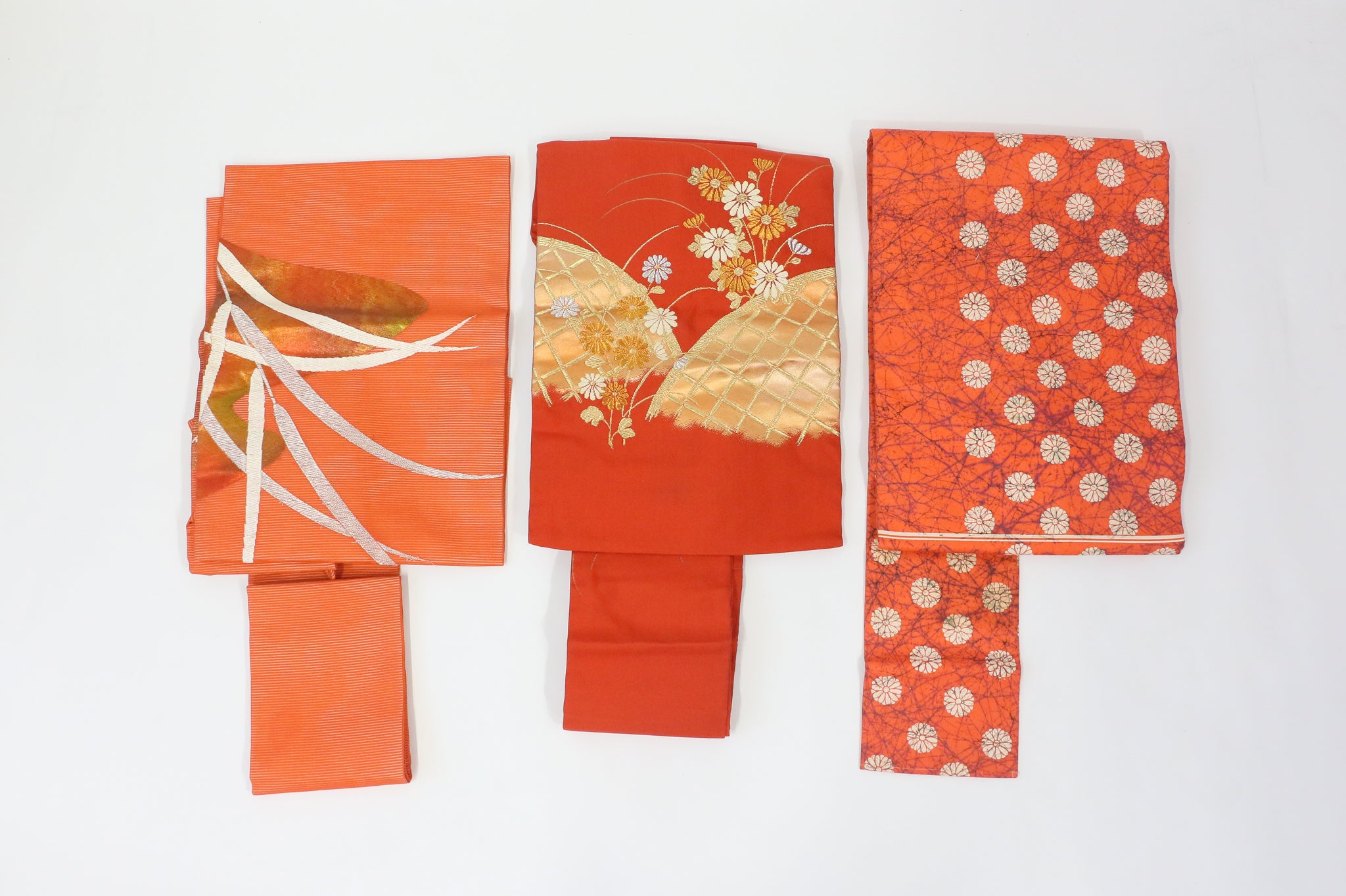 Vintage Nagoya Obi 3pcs Set｜アンティーク名古屋帯まとめ売り（赤系）◆ton726