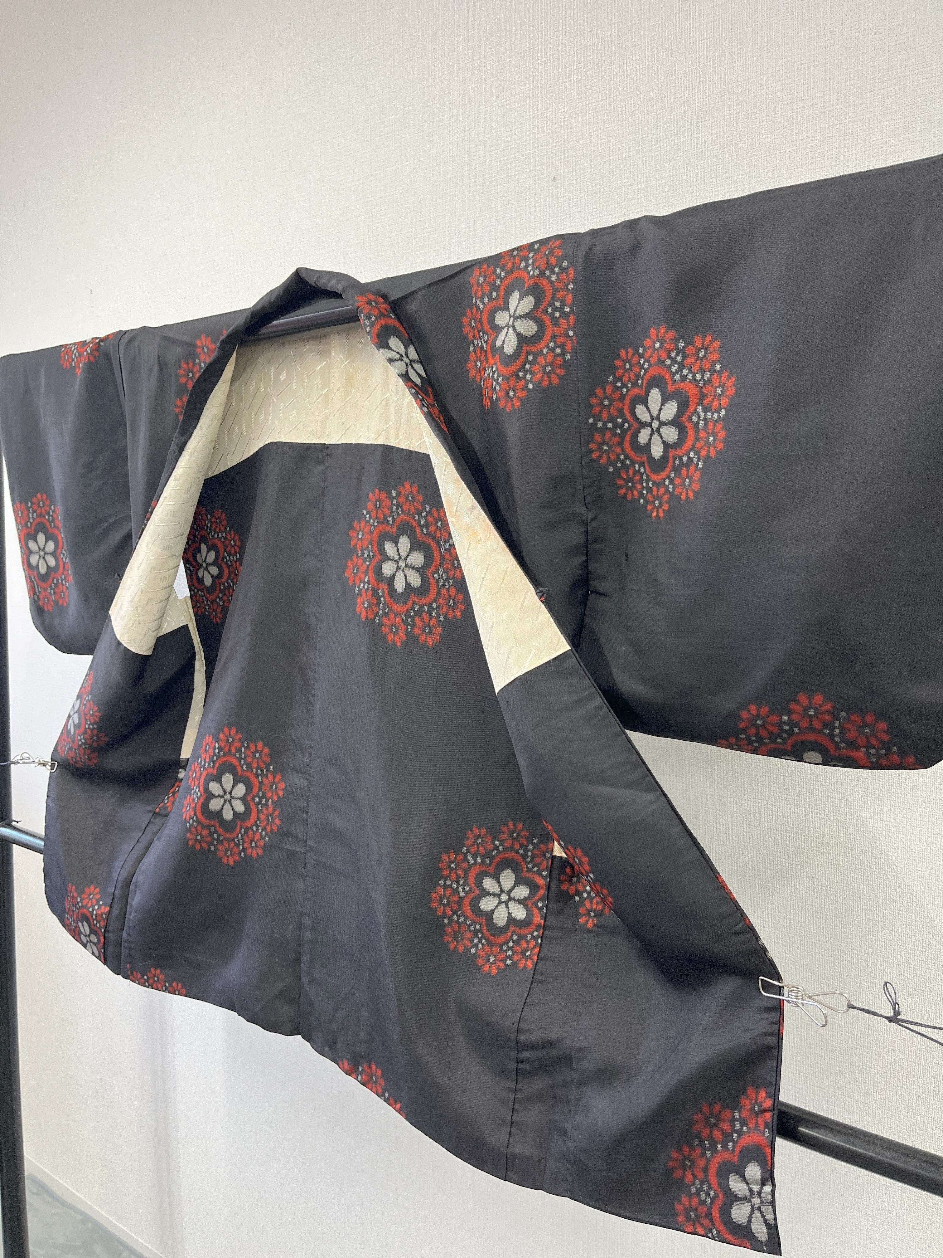 ◇KWH026 羽織 Haori 黒 古着 レトロ 和服