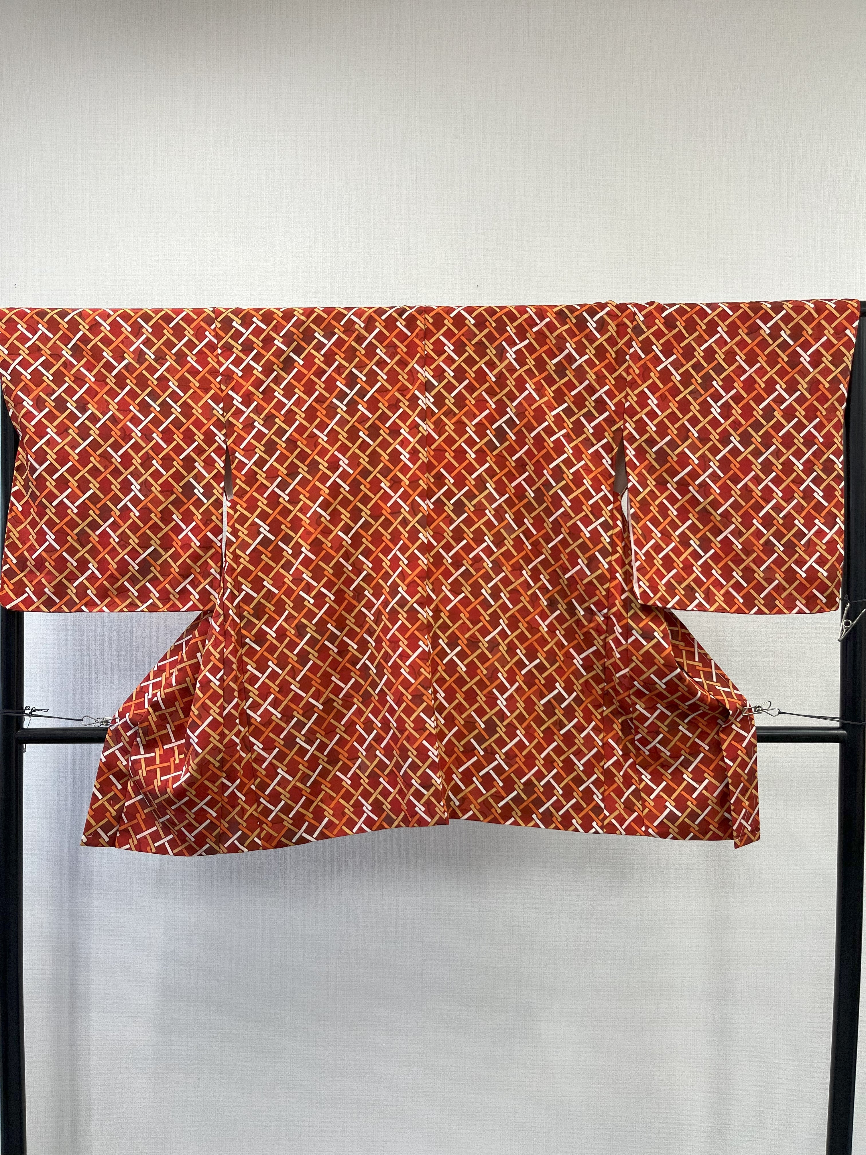◇KWH030 羽織 袷羽織 Haori 赤茶系 古着 レトロ 和服