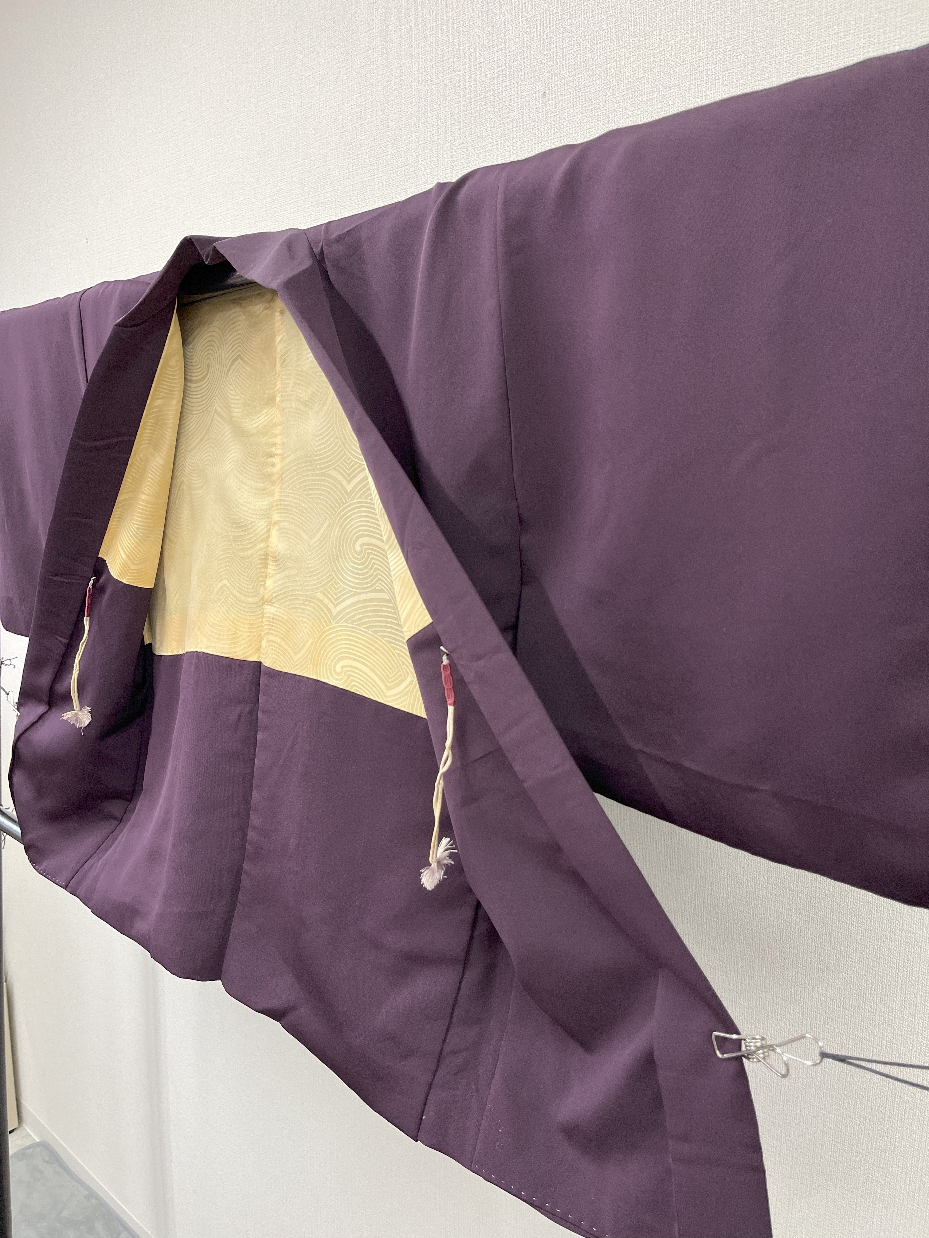 ◇KWH032 羽織 袷羽織 紐付き Haori 紫 古着 レトロ 和服