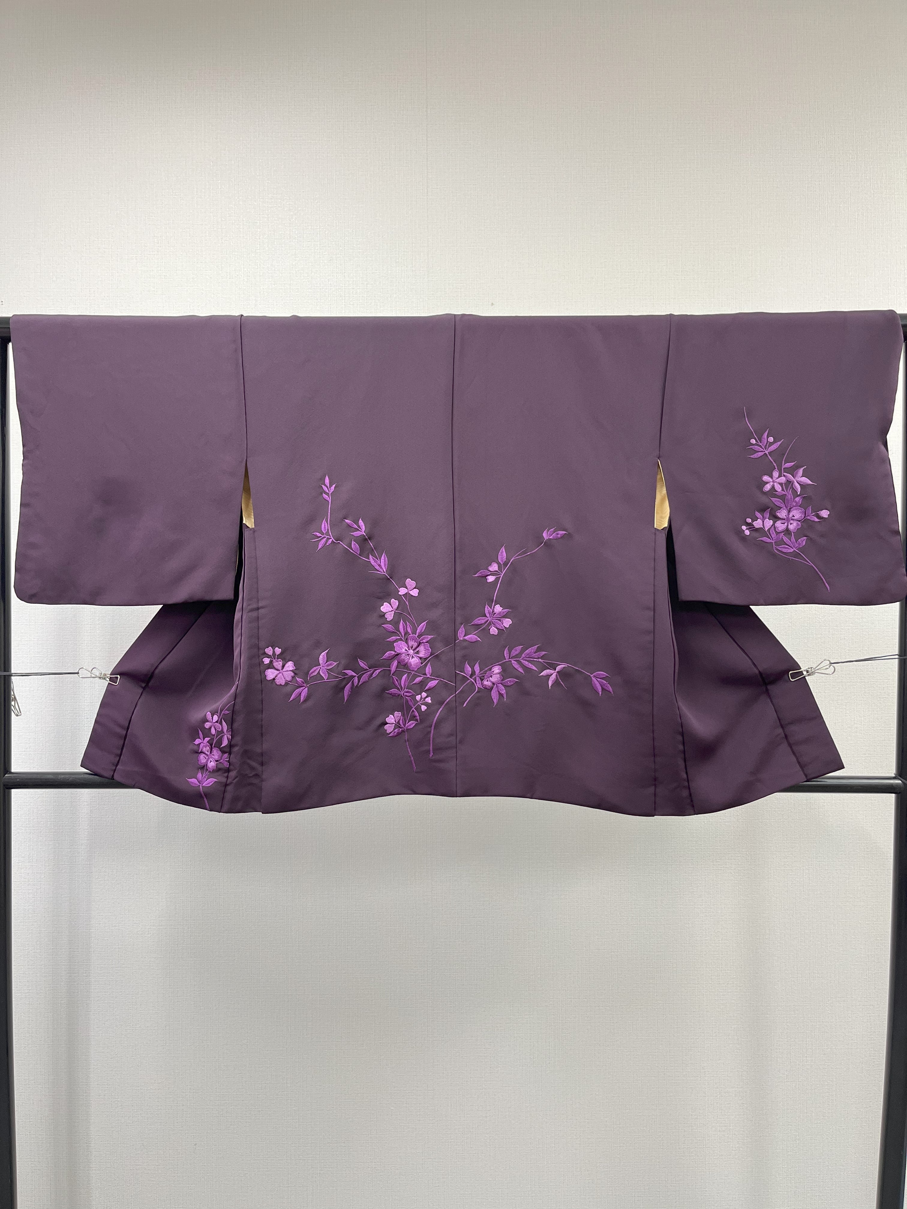 ◇KWH032 羽織 袷羽織 紐付き Haori 紫 古着 レトロ 和服