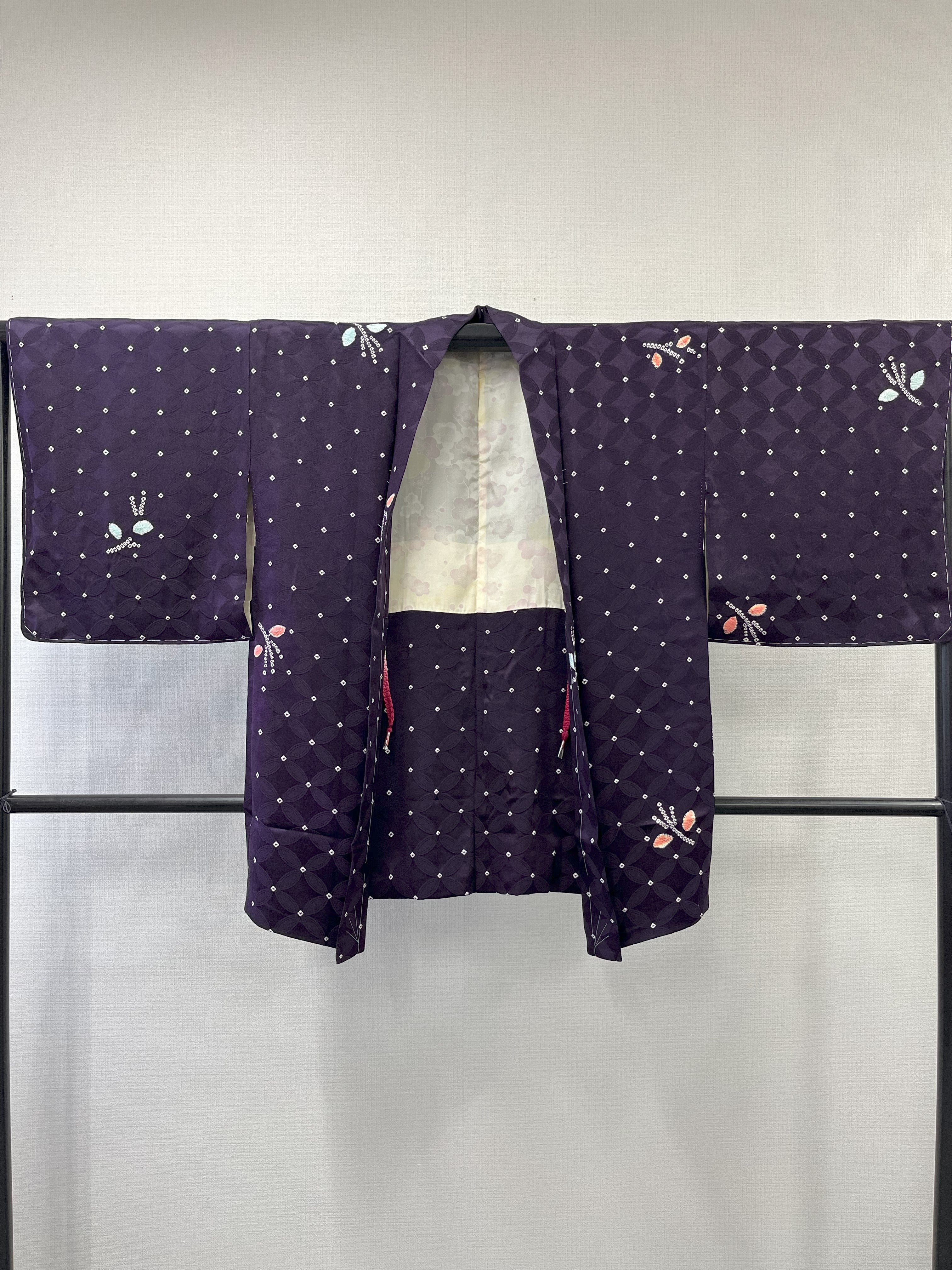 ◇KWH035 羽織 袷羽織 紐付き Haori  紫 古着 レトロ 和服