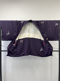 ◇KWH035 羽織 袷羽織 紐付き Haori  紫 古着 レトロ 和服