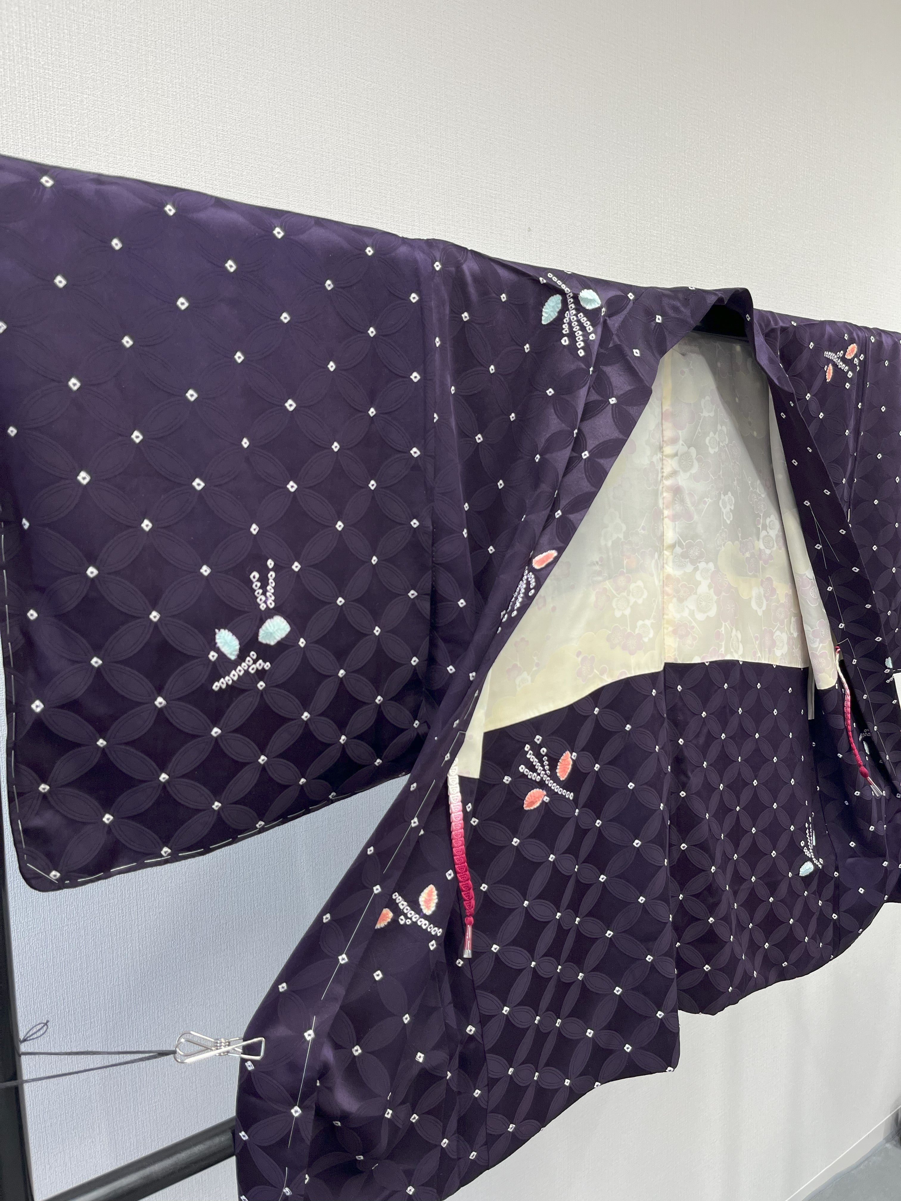 ◇KWH035 羽織 袷羽織 紐付き Haori  紫 古着 レトロ 和服