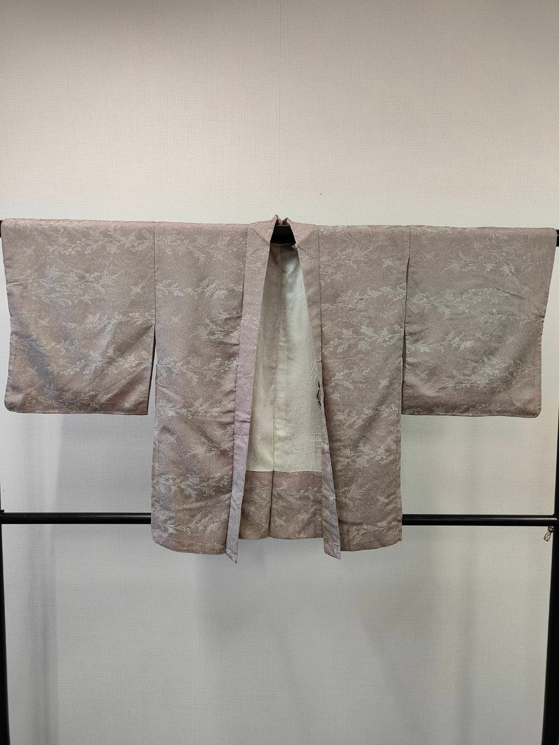◇KWH037 羽織 袷羽織 紐付き Haori グレー 古着 レトロ 和服