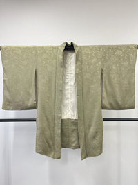 ◇KWH038 羽織 袷羽織 Haori 緑系 古着 レトロ 和服