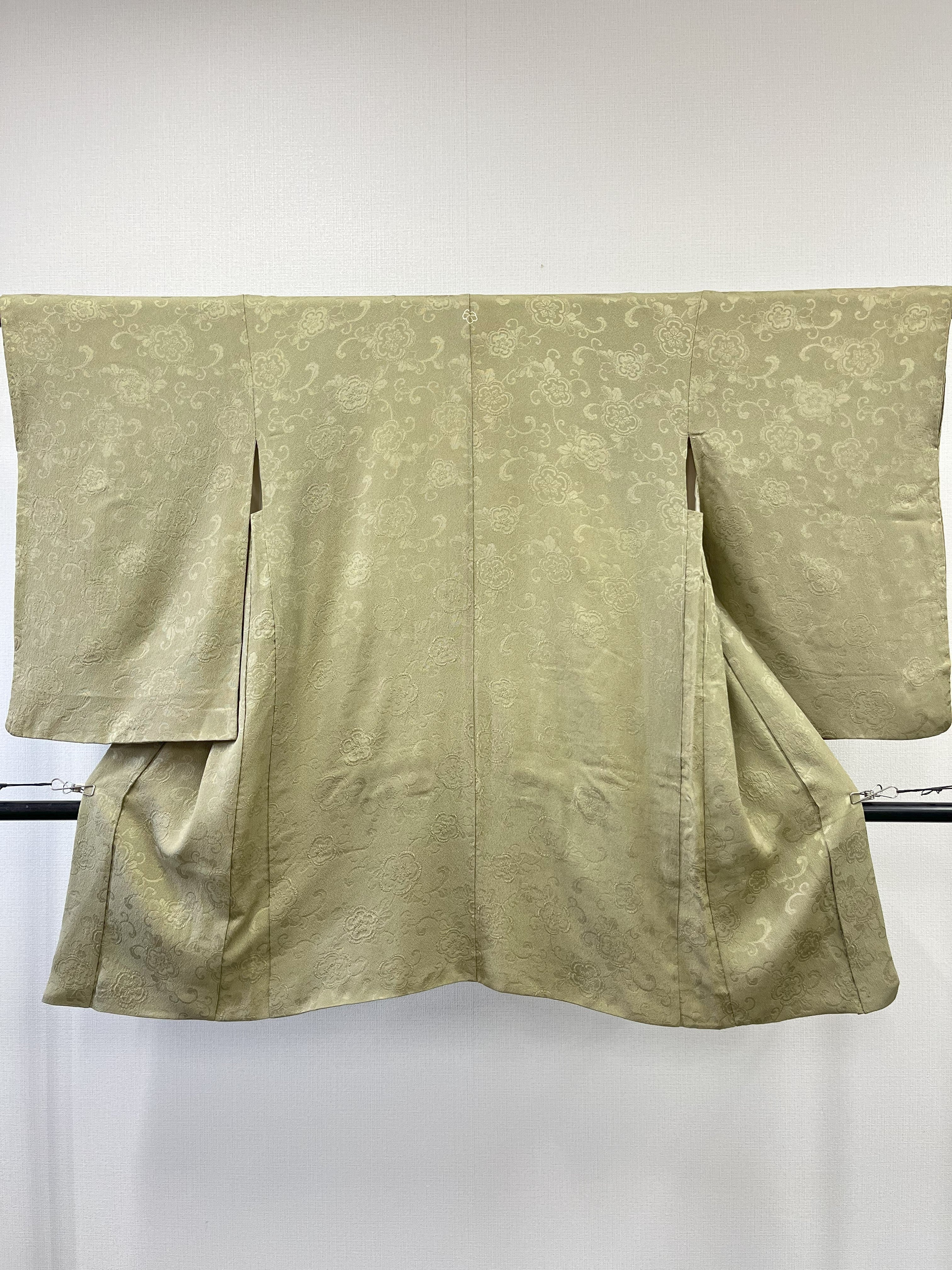 ◇KWH038 羽織 袷羽織 Haori 緑系 古着 レトロ 和服