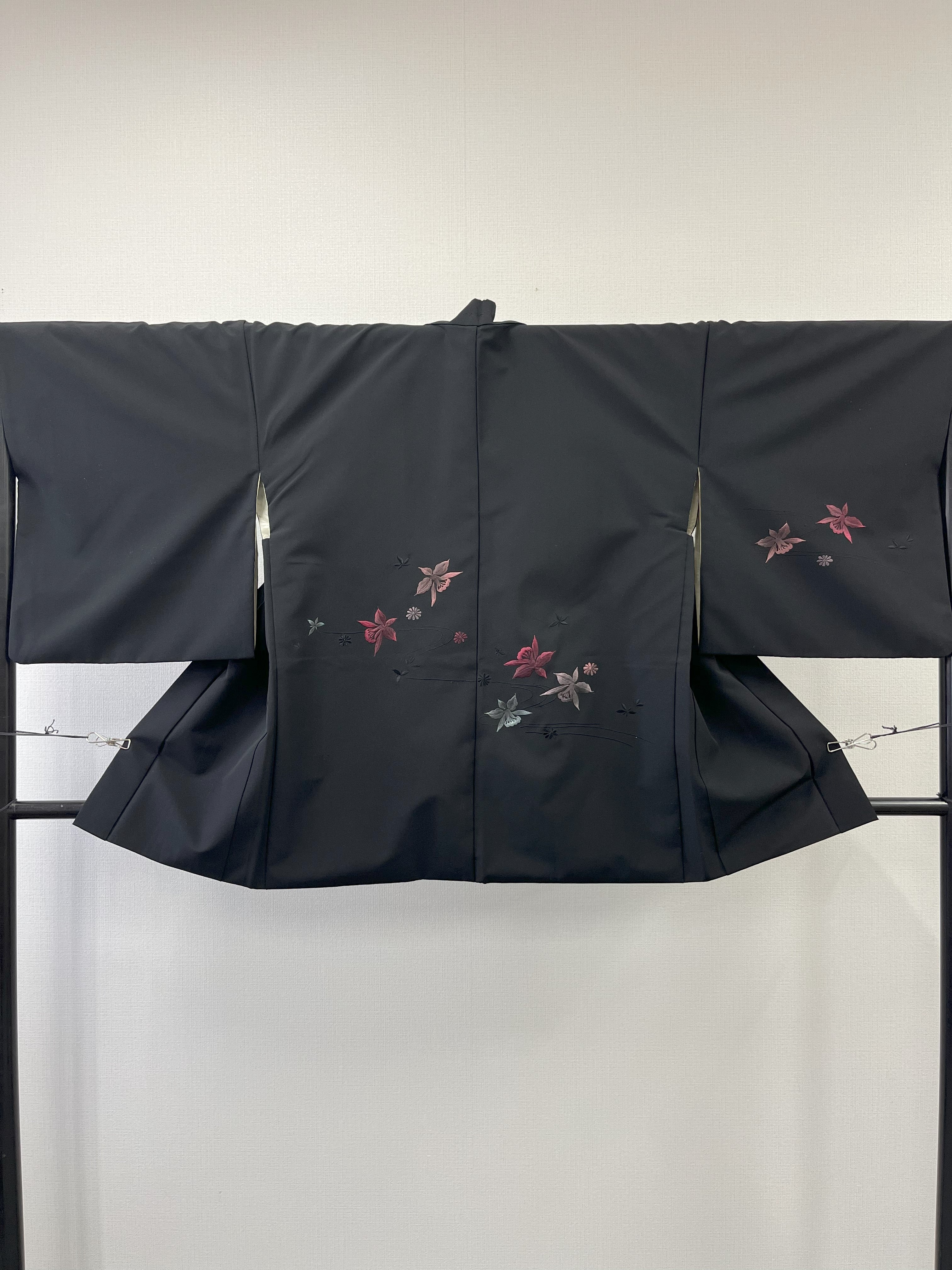 ◇KWH039 羽織 黒羽織 紐付き Haori 古着 レトロ 和服