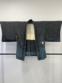 ◇KWH040 羽織 黒羽織 Haori 鶴 古着 レトロ 和服