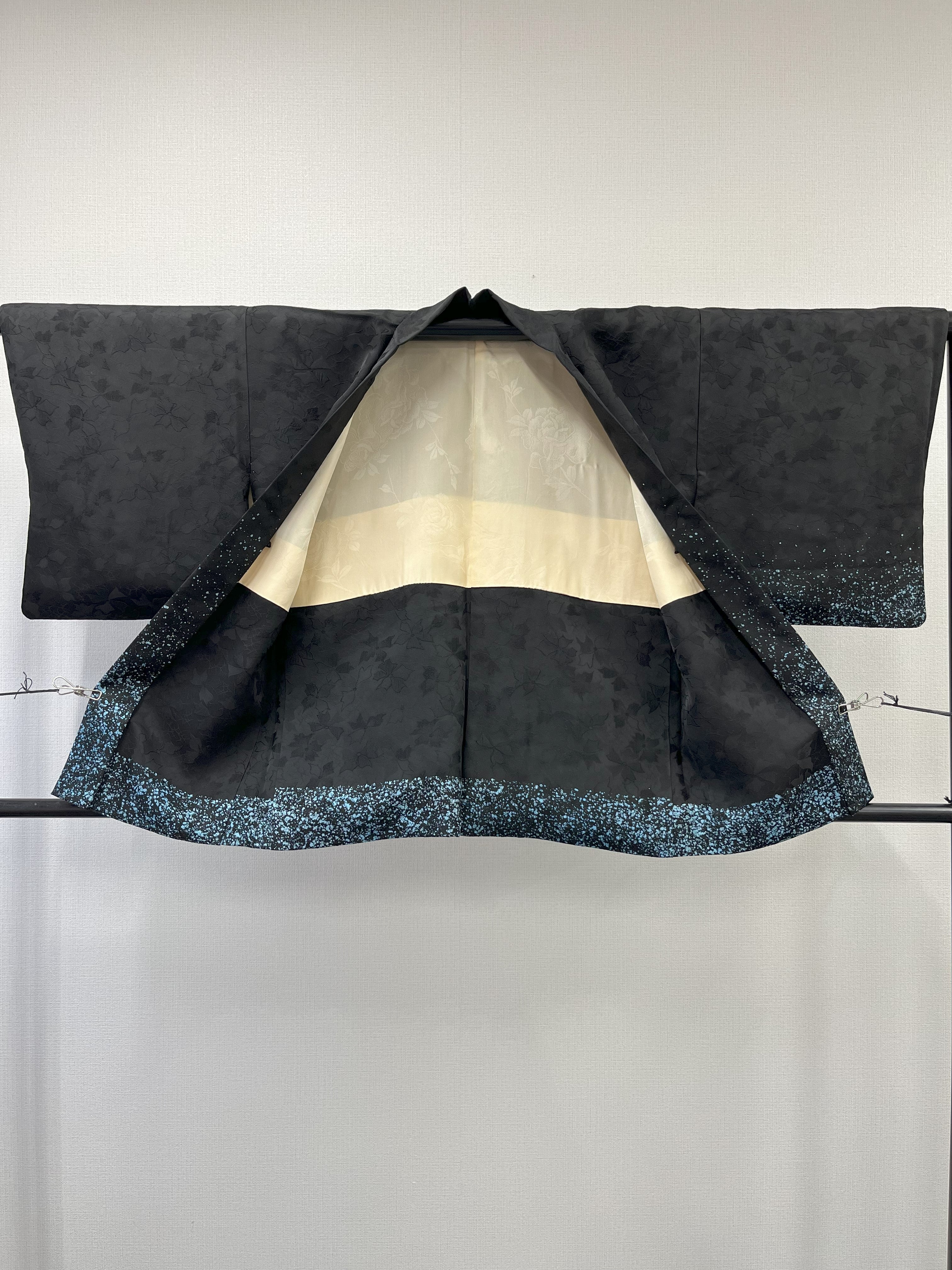 ◇KWH040 羽織 黒羽織 Haori 鶴 古着 レトロ 和服