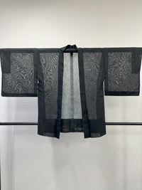◇KWH041 羽織 シースルー 薄手 Haori 黒 古着 レトロ 和服