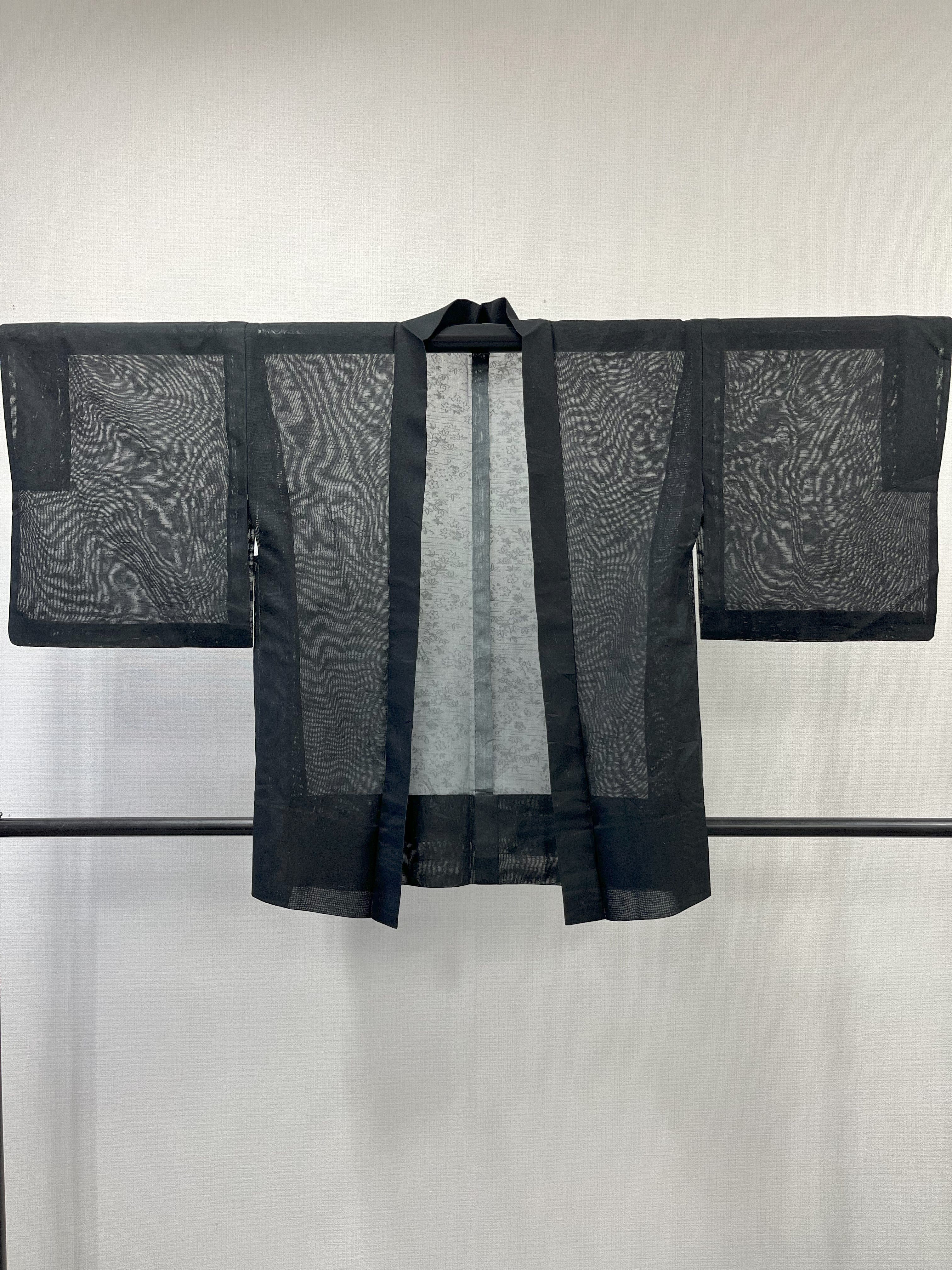 ◇KWH041 羽織 シースルー 薄手 Haori 黒 古着 レトロ 和服