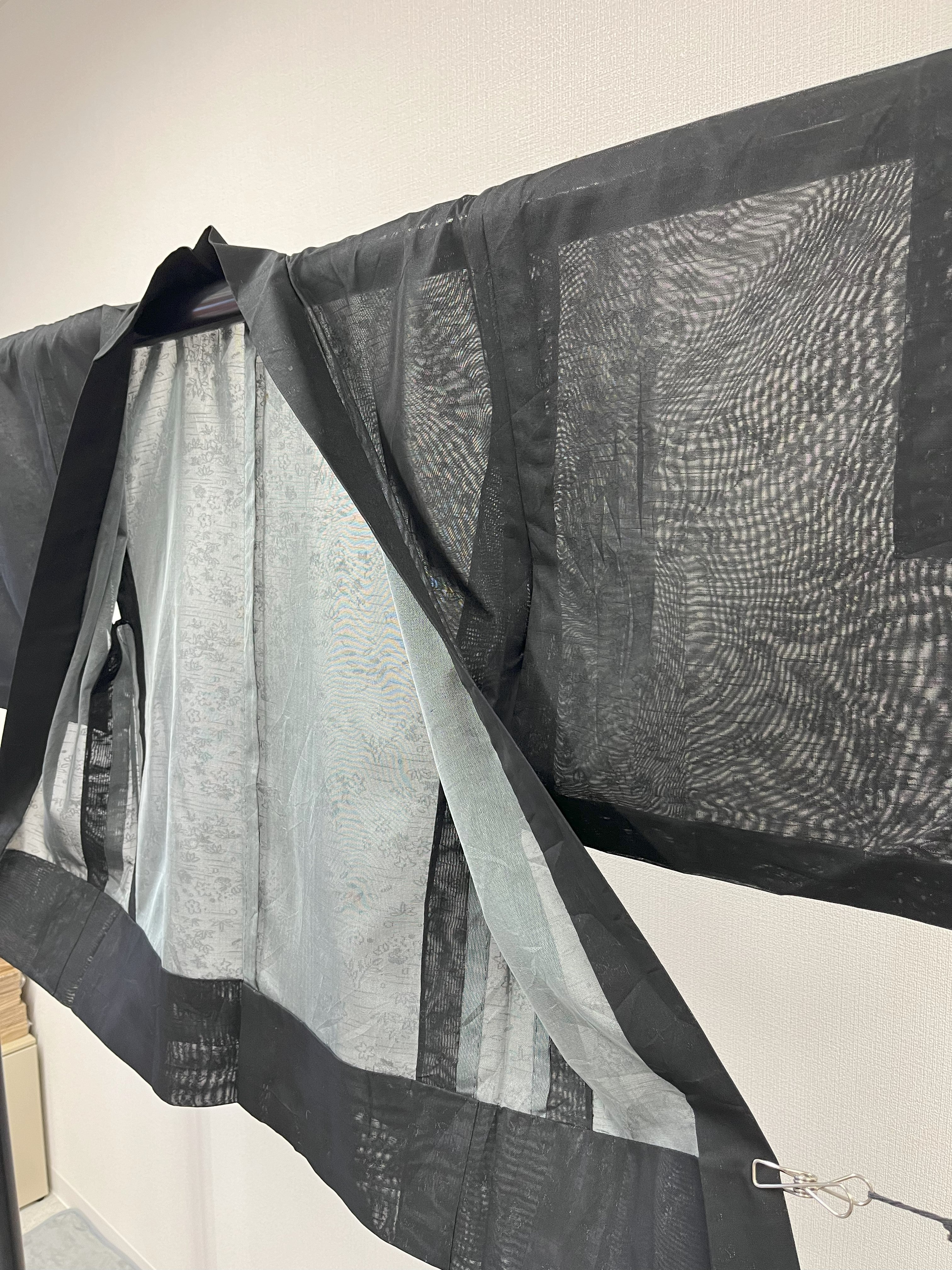 ◇KWH041 羽織 シースルー 薄手 Haori 黒 古着 レトロ 和服