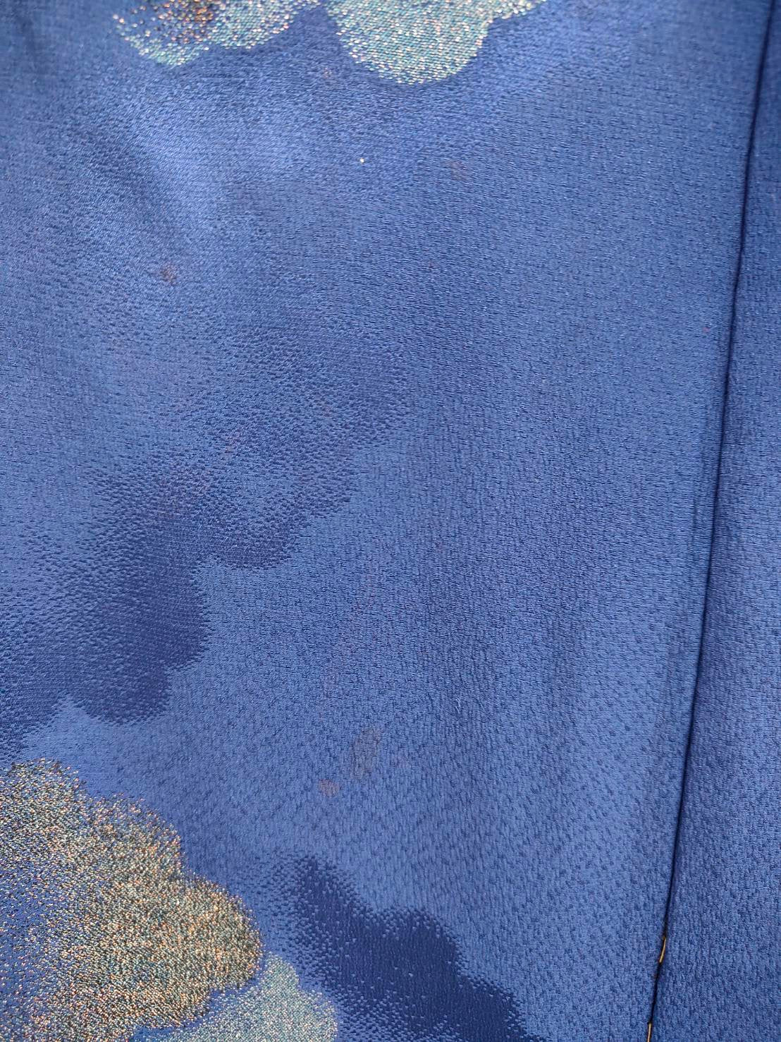 ◇KWH043 羽織 紐付き Haori 青 古着 レトロ 和服