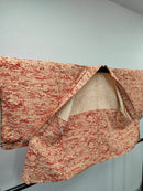 ◇KWH044 羽織 袷羽織 紐付き Haori 赤系 古着 レトロ 和服