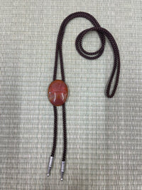◆KM028 ループタイ 天然石 オレンジ ネックレス ペンダント ヴィンテージ アクセサリー 首飾り 昭和レトロ 装飾品