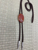◆KM028 ループタイ 天然石 オレンジ ネックレス ペンダント ヴィンテージ アクセサリー 首飾り 昭和レトロ 装飾品