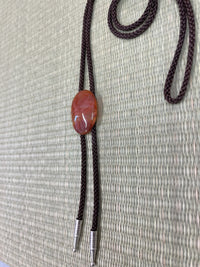 ◆KM028 ループタイ 天然石 オレンジ ネックレス ペンダント ヴィンテージ アクセサリー 首飾り 昭和レトロ 装飾品