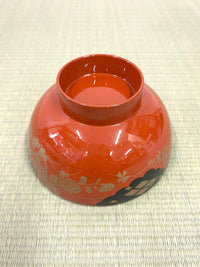 ◆KM039 お椀 漆 木製 朱色 食器 置物 伝統品