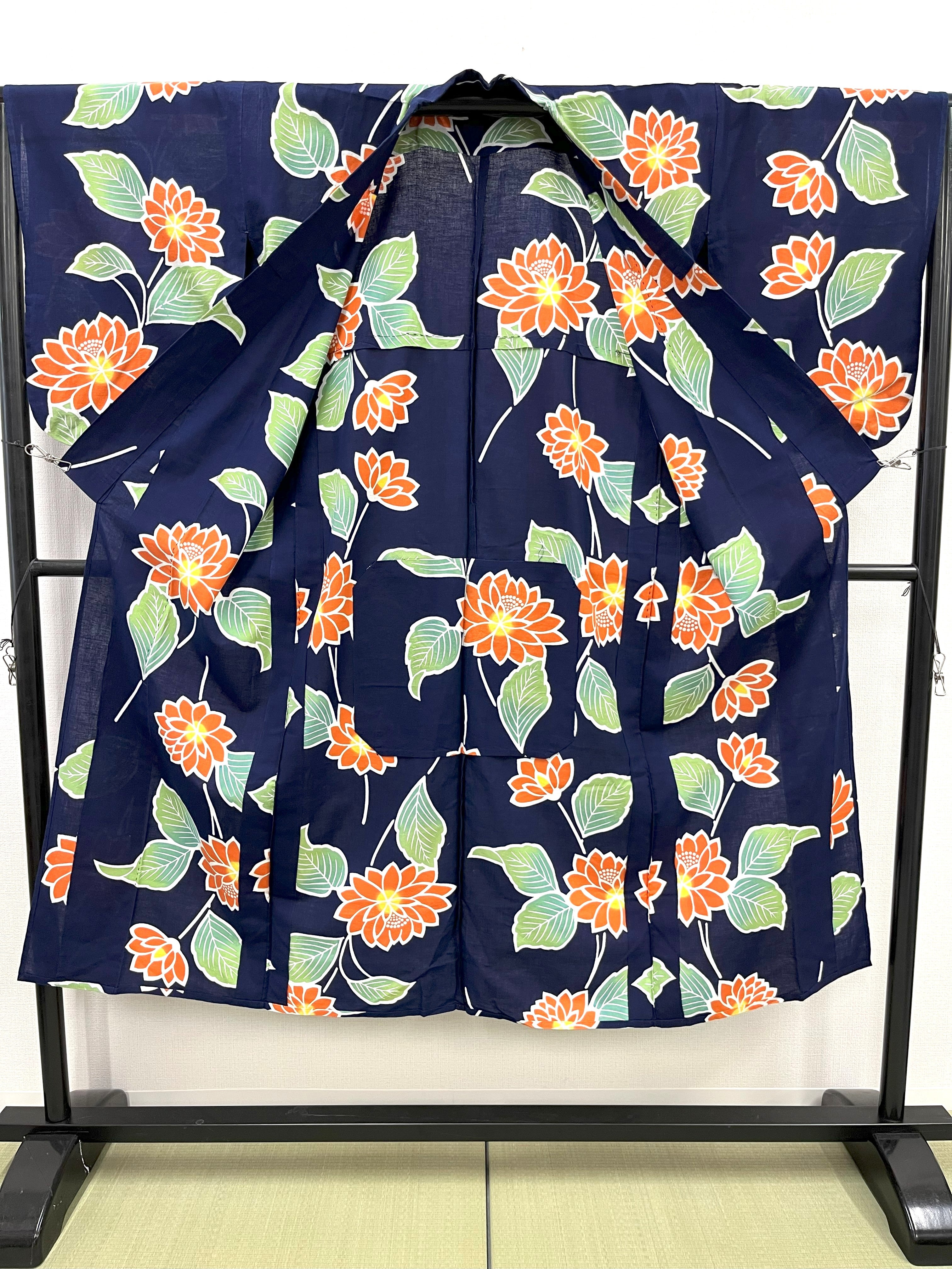 ◇KWS001 浴衣＋帯セット 古着 レトロ 和服