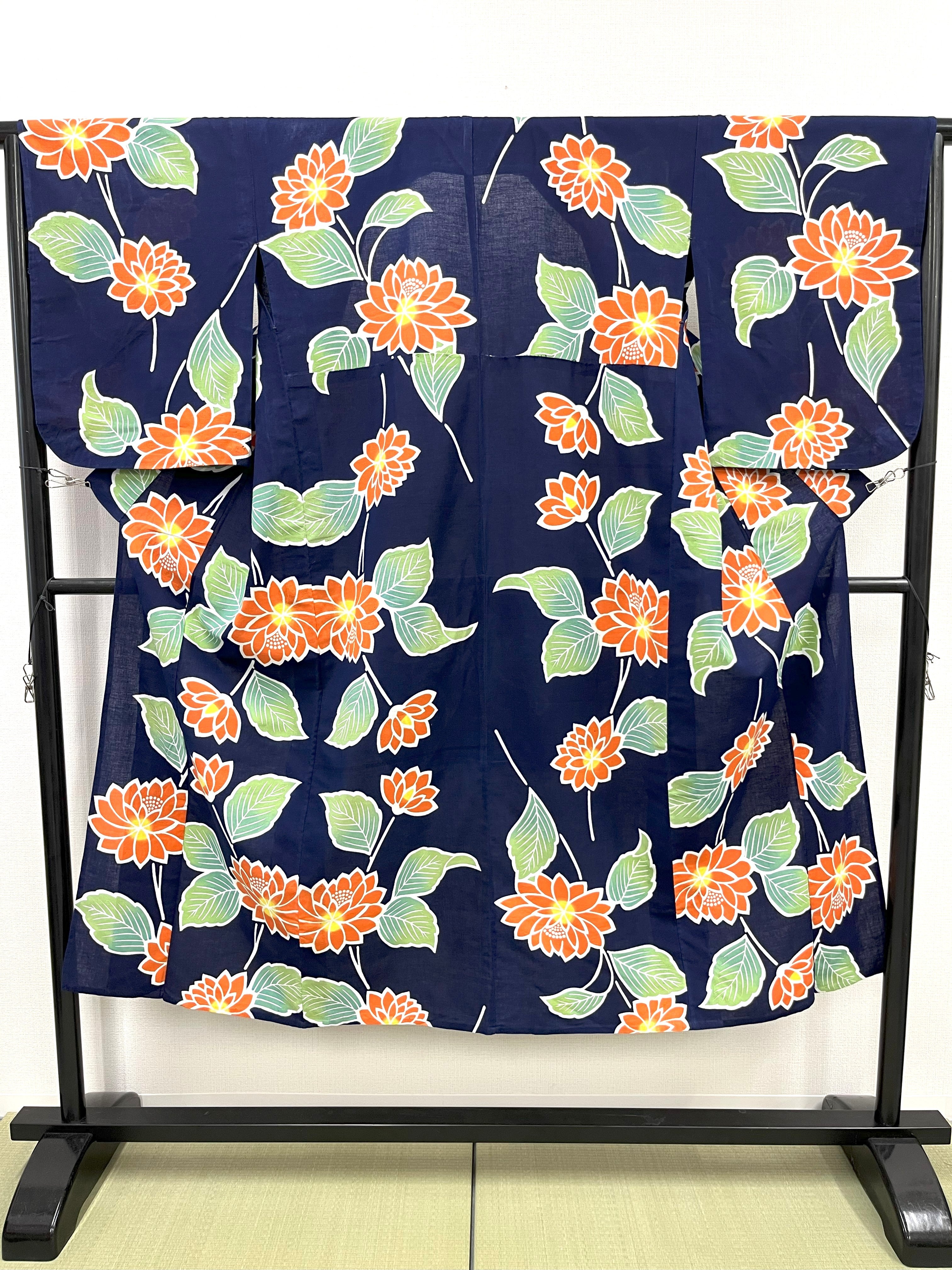 ◇KWS001 浴衣＋帯セット 古着 レトロ 和服