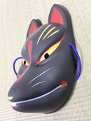 ♢KM049  狐 お面 黒 開運 魔除け 招福 縁起物 壁掛け 新品