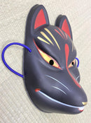 ♢KM049  狐 お面 黒 開運 魔除け 招福 縁起物 壁掛け 新品